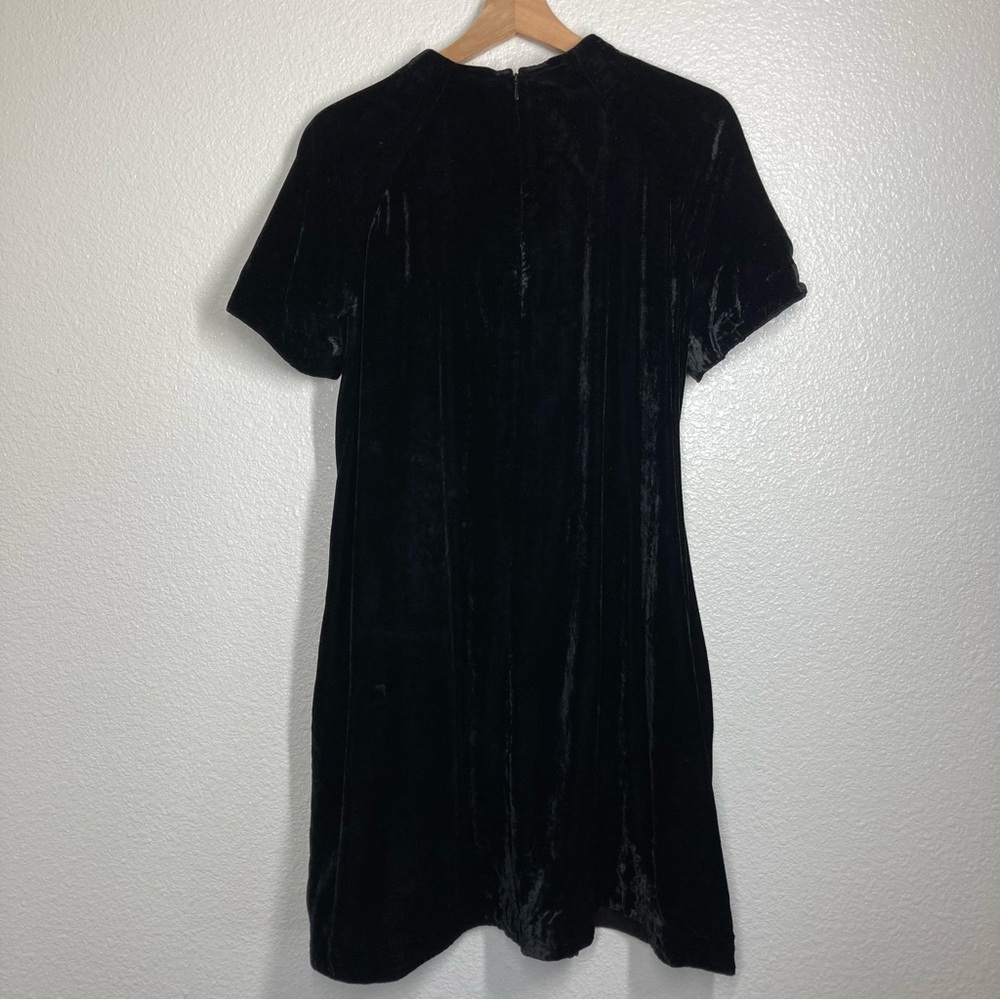 & Other Stories Crushed Velvet Black Swing Dress Short Sleeves Size 8 A- Line - Picture 12 of 16